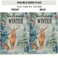 Winter Garden Flag Christmas Reindeer And Rabbit Small Yard Flag