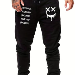 Smile Face Print Drawstring Sweatpants Men's Casual Joggers