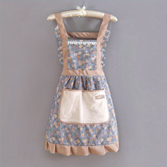 Canvas Floral Apron with Hood Waterproof Stain Resistant Workwear