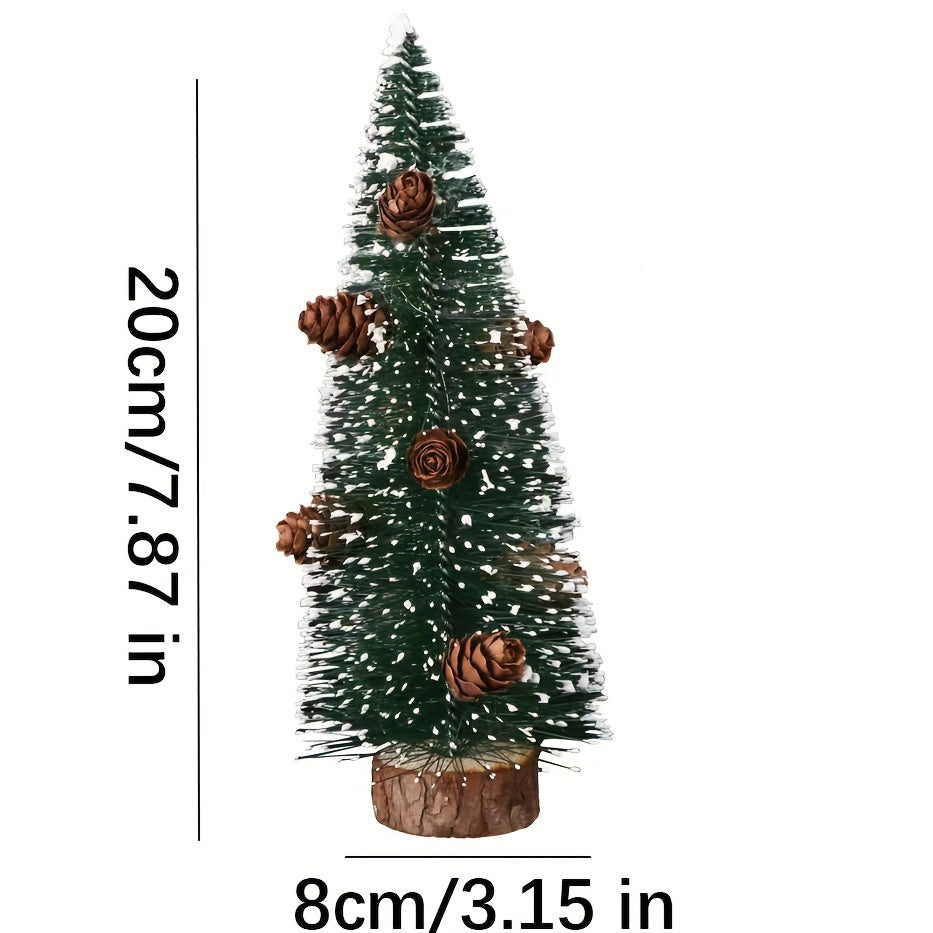 Mini Artificial Christmas Trees Snow Trees with Wooden Base for Christmas Decor