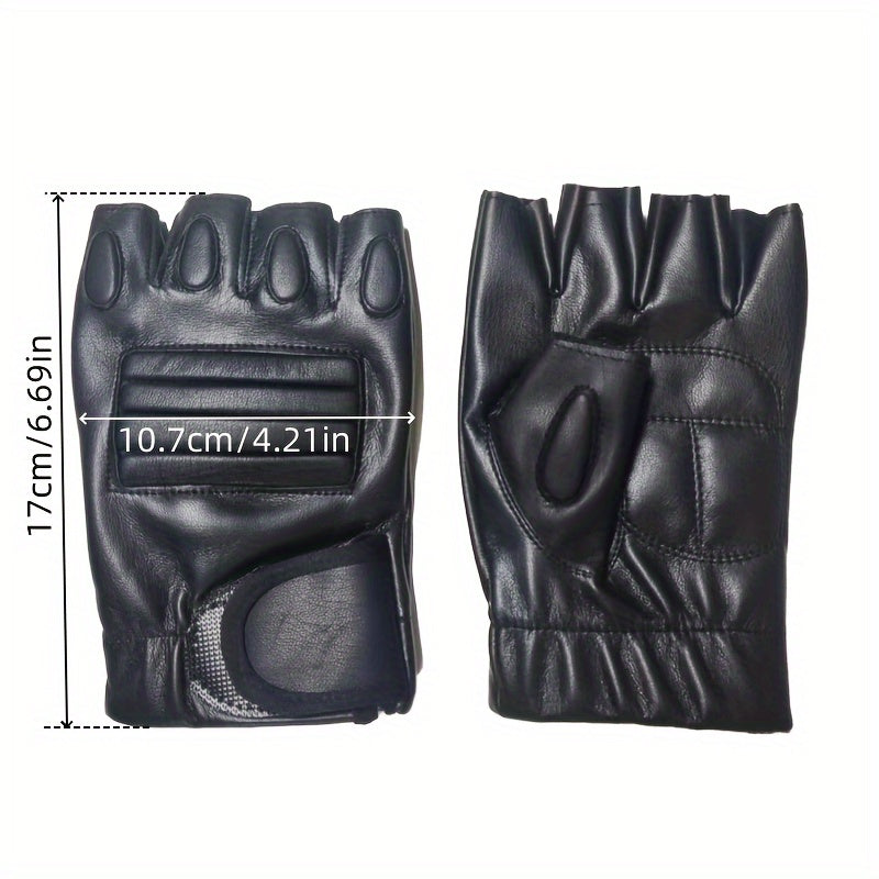 Men's Half Finger Leather Gloves for Sports and Riding