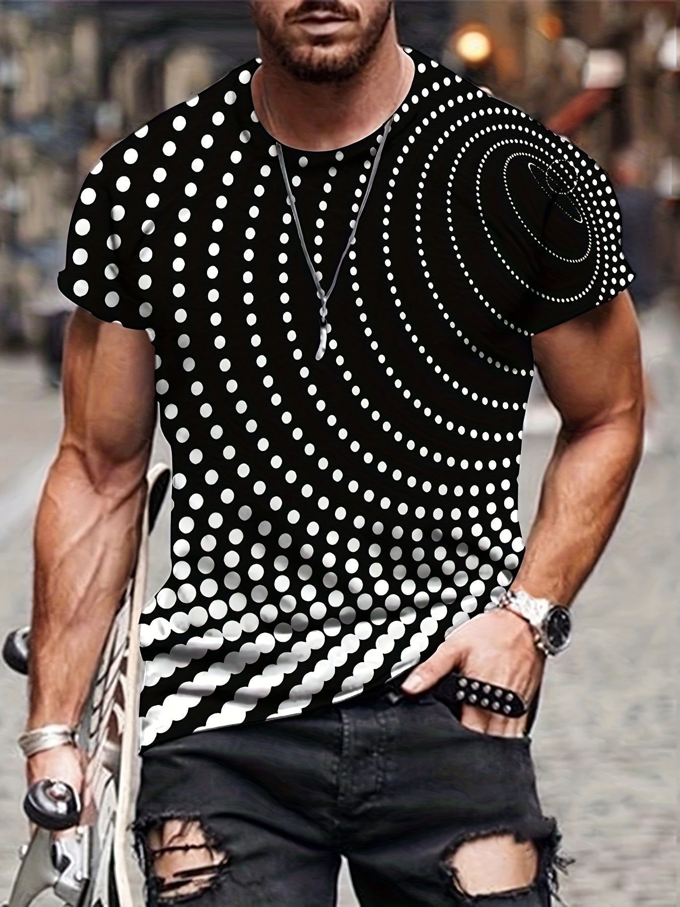 Men's Geometry Graphic T shirt Casual Mid Stretch Breathable 3D Print Tee