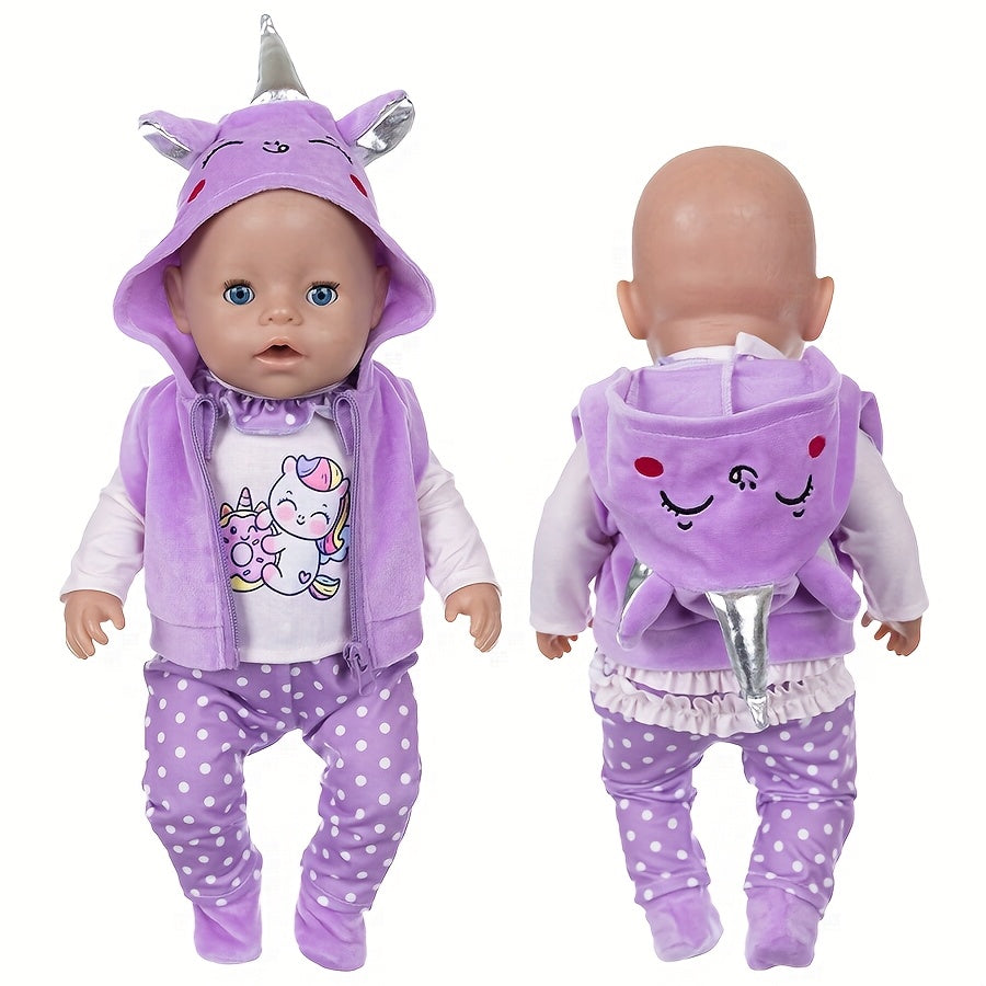 Purple Unicorn Doll Outfit Set for 17 inch Dolls with Cloak & Accessories