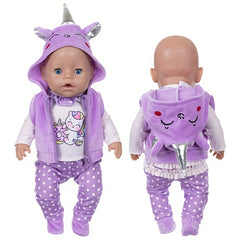 Purple Unicorn Doll Outfit Set for 17 inch Dolls with Cloak & Accessories