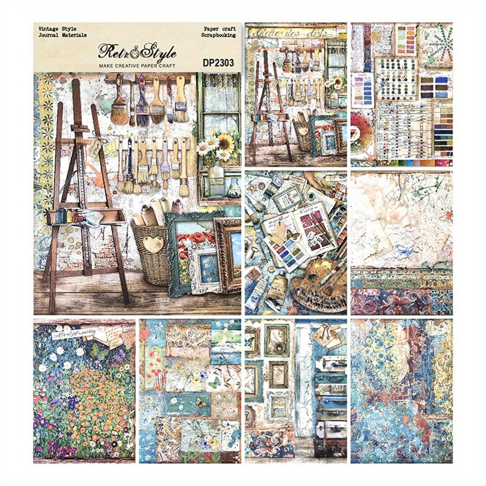 8sheets A5 Vintage Style Scrapbooking Paper Pack