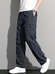 Men's Loose Straight Leg Sports Pants Waterproof Quick Dry Cargo Trousers