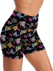 Geometric Pattern Yoga Shorts High Waist Sports Shorts
