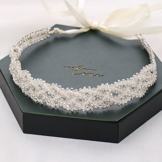 Bridal Headband Pearls Crystals Modern Hair Accessories