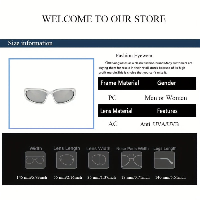 Y2K Mirror Lens Sunglasses Wrap Around Outdoor Glasses UV400