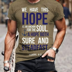 HOPE Pattern Print Men's Short Sleeve T-shirt Graphic Tee Men's Summer Clothes