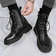 Men's Preppy Style Side Zipper Service Boots