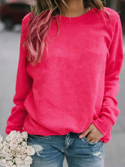 Solid Pullover Sweatshirt Long Sleeve Crew Neck Sweatshirt