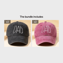 Men's Vintage Letters DAD MoM Washed Baseball Cap