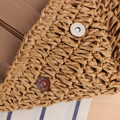 Vintage Straw Handbag Women's Woven Summer Beach Bag Knitted Tote for Holiday