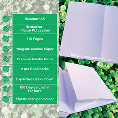 Dotted Journal Thick Paper 160 Pages A5 Light Purple Vegan Leather Cover