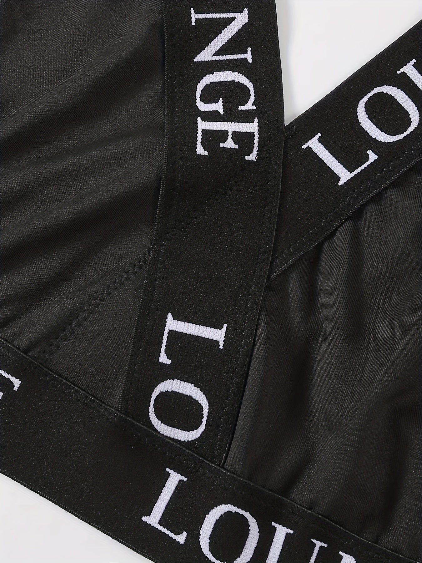 Plus Size Sports Lingerie Set with Contrast Letter Trim
