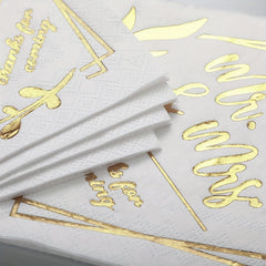 20pcs Mr And Mrs Foil Beverage Napkins Wedding Shower Table Decor