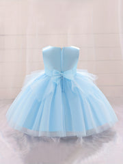Baby Girl Dress Mesh Bowknot Princess Sleeveless Multicolor Evening Dress