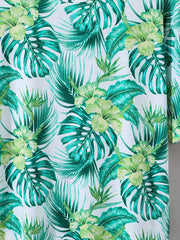 Hawaiian Tropical Leaf Print Tshirt Men's Top Short Sleeve