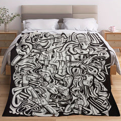 Warm Soft Blanket Line Graffiti Pattern Throw Blanket Bed Sofa Outdoor Camping