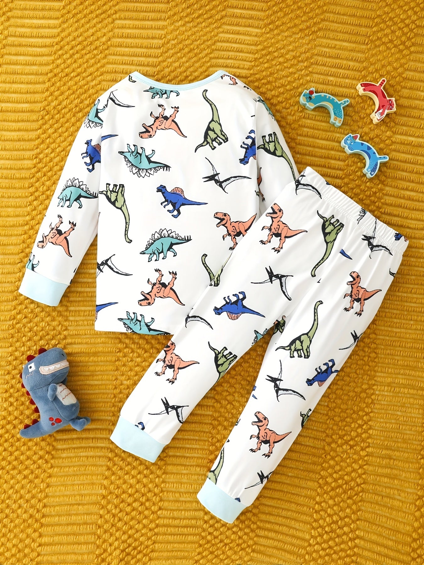 Boys Dinos Pajamas Set Long Sleeves Tops & Bottoms Comfort Cozy