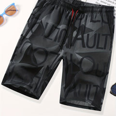 Men's All Over Letter Print Drawstring Shorts