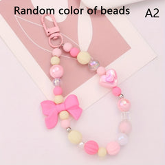 Colorful Bowknot Pendant Key Chain Heart Beaded Charm