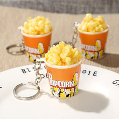 PVC Food Popcorn Key Ring for Car Key Chain