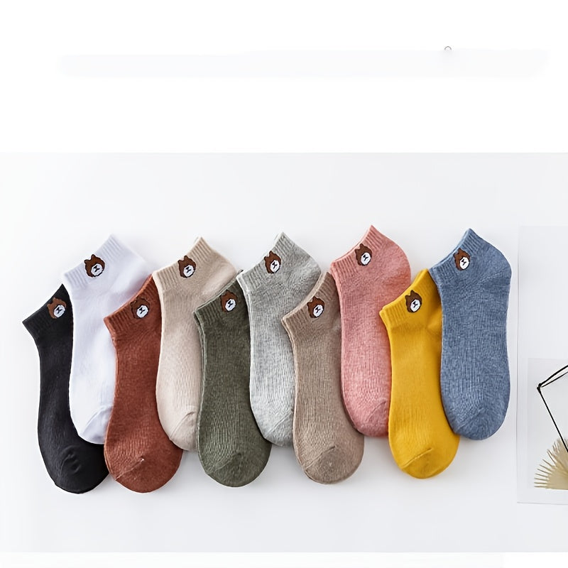 10 Pairs Teddy Bear Ankle Socks Low Cut Women's Stockings Hosiery