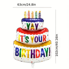 Colorful Candle Cake Aluminum Balloon Birthday Decoration