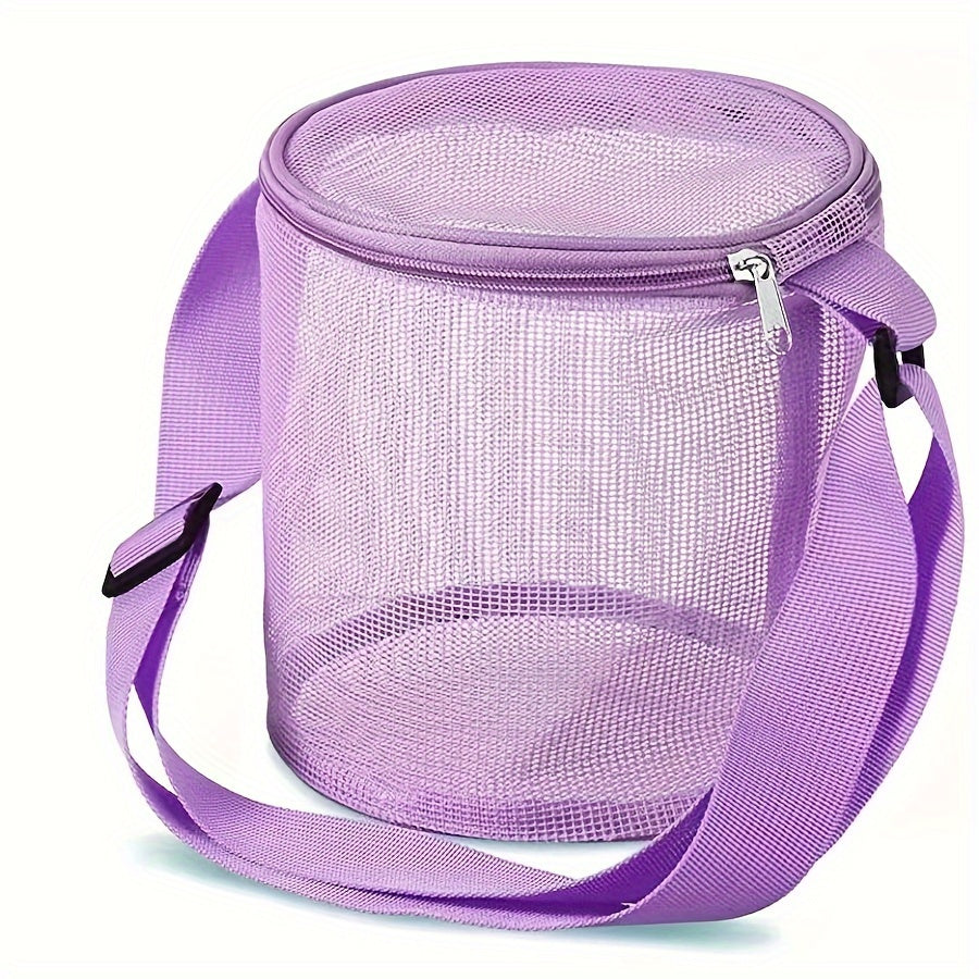 4pcs Beach Toys Mesh Bag Shell Collecting Bag Adjustable Straps Zipper