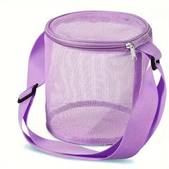 4pcs Beach Toys Mesh Bag Shell Collecting Bag Adjustable Straps Zipper