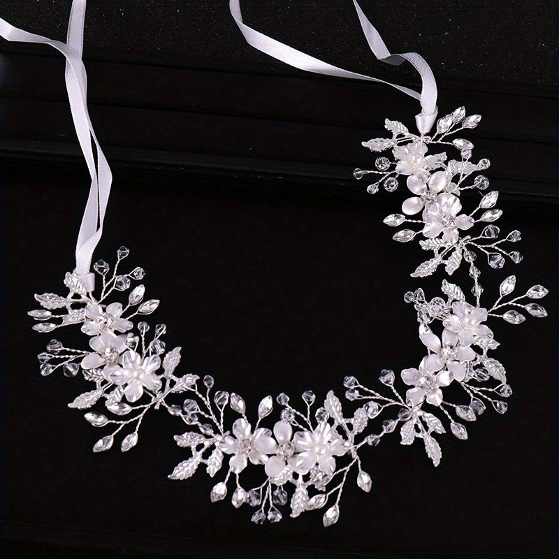 Crystal Pearl Headband Tiara Bridal Hairband Wedding Hair Accessories