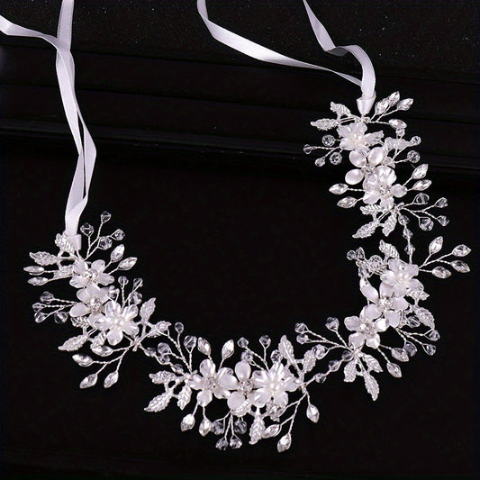 Crystal Pearl Headband Tiara Bridal Hairband Wedding Hair Accessories