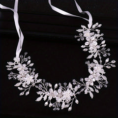 Crystal Pearl Headband Tiara Bridal Hairband Wedding Hair Accessories