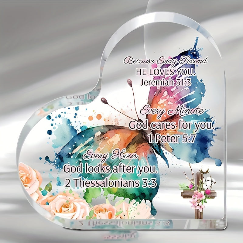 Pink Butterfly Love Ornaments with Christian Scriptures - Holiday Gift