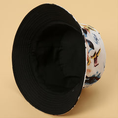 Classic Streetwear Bird Print Windproof Bucket Hat
