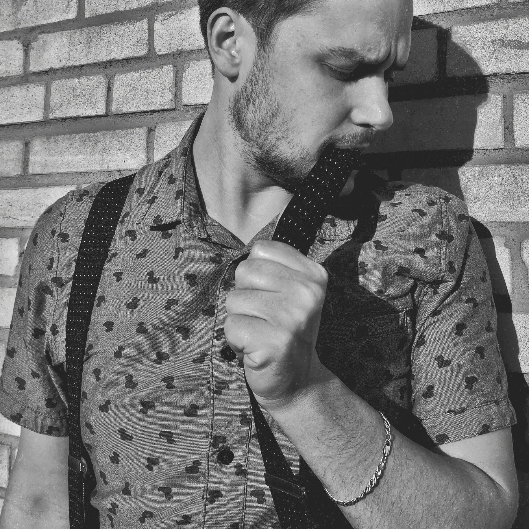 Dot Printed Suspenders For Men Elastic X back Suspenders