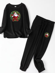 Women's Plus Christmas Lounge Set Fleece Top & Joggers Pajama