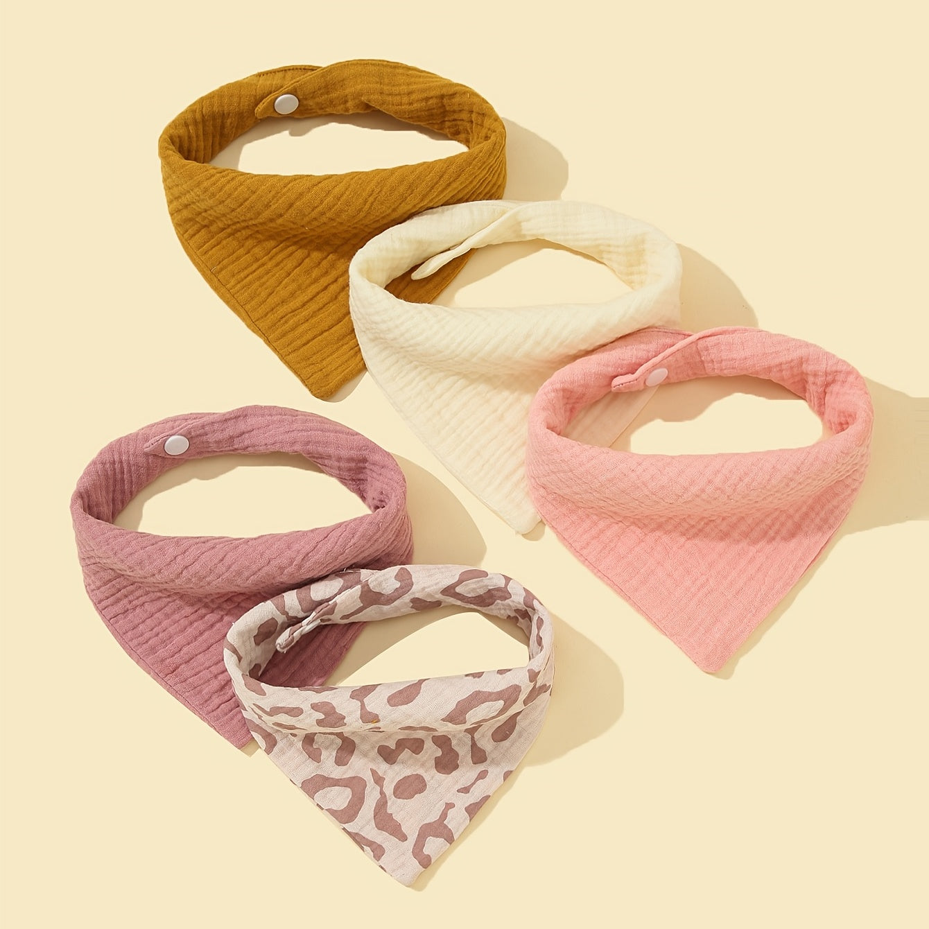 5 Pack Unisex Baby Bandana Bibs Solid Colors for Boys & Girls