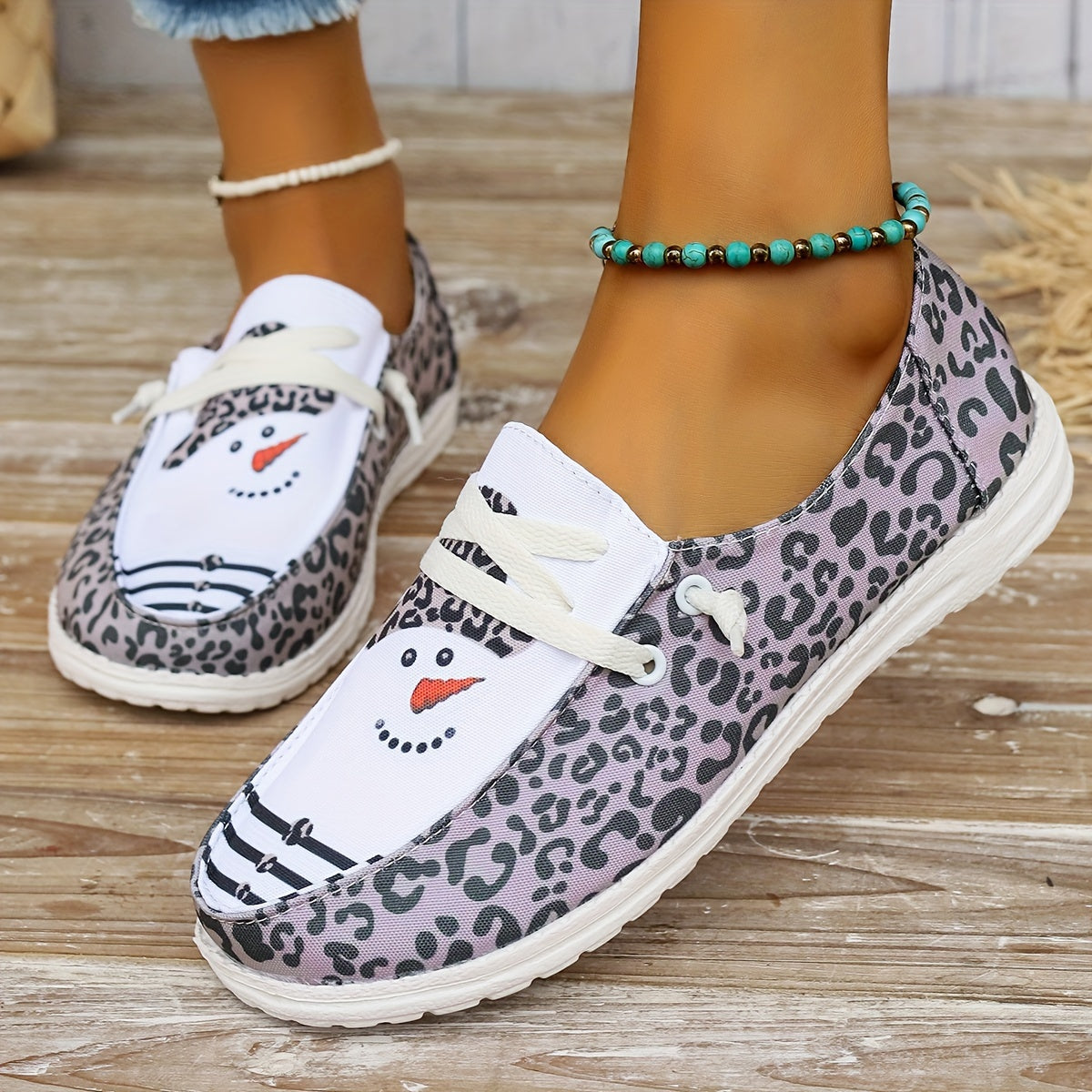 Christmas Snowman Pattern Flat Shoes Lightweight And Comfortable