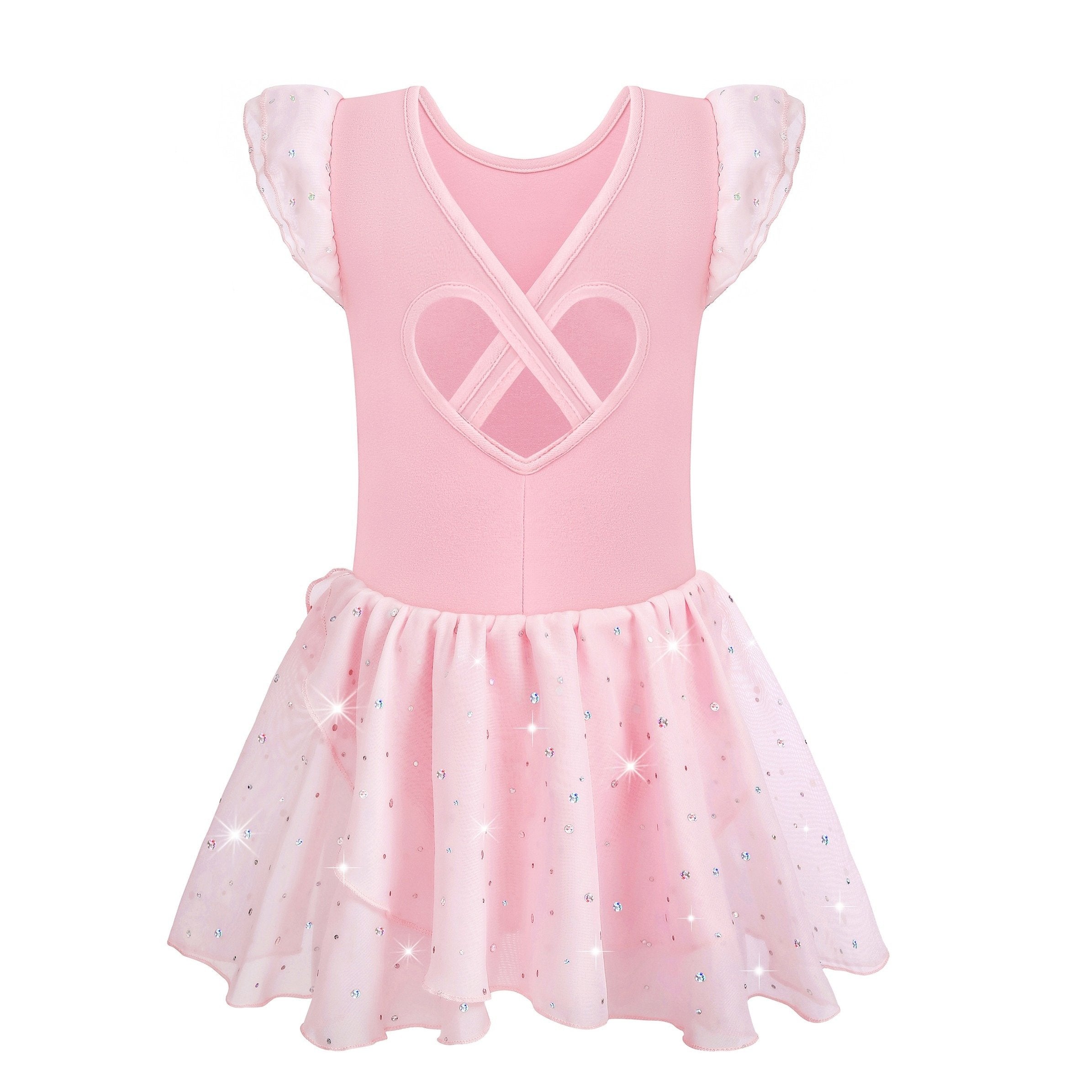 Cotton Sequin Ruffle Trim Leotard for Girls