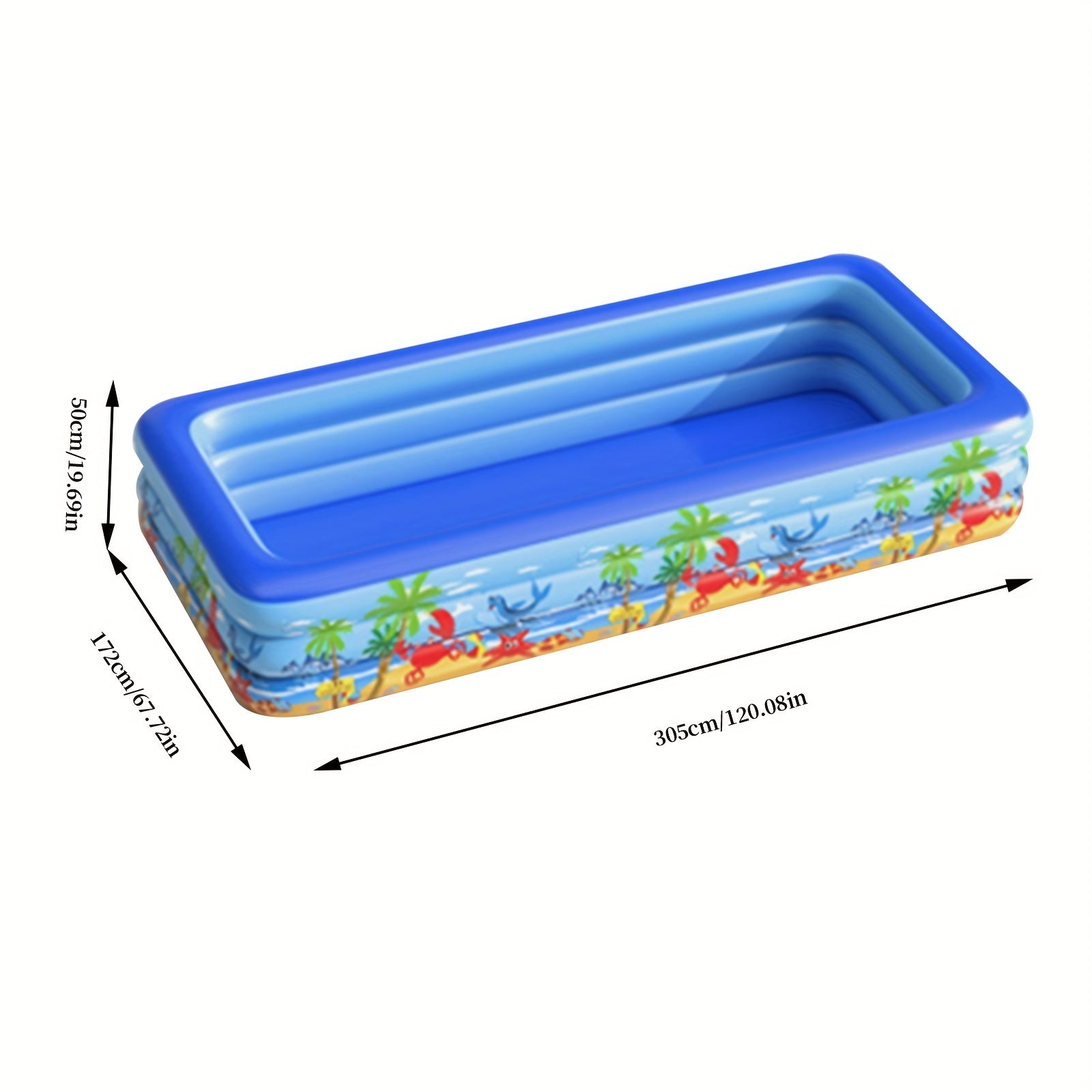 Family Pool, 120 Inch Three Ring Thickened Bottom, Foldable Kids