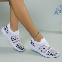 Women's Mesh Panel Slip On Sneakers Low Round Toe Light Shoes