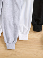 3pcs Boys Comfortable Active Sweatpants Solid Jogger Pants