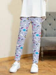 Unicorn Print Skinny Leggings For Girls
