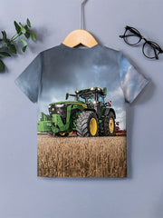 Youth Car Tractor 3D Print T Shirt Hip Hop Street Wear Tee