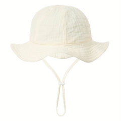 Baby Cotton Bucket Hat Fisherman Hat Wide Brim Beach Basin Hat Sunscreen Cap