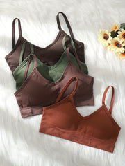 Solid Ribbed V Neck Backless Crop Top Women's Lingerie