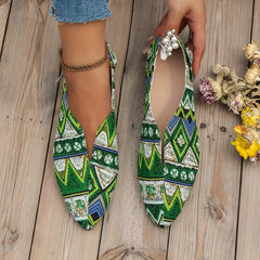 Women's Geometric Pattern Flat Shoes Slip On Casual Walking Shoes